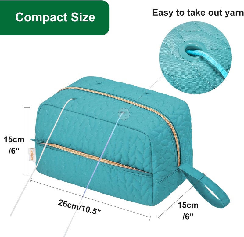 KarSyon Crochet Yarn Bag Knitting Bag Storage for Crocheting Accessories Crochet Hook Case Organizer Gift for Crochet Lovers (Teal), K3201 - Image 5
